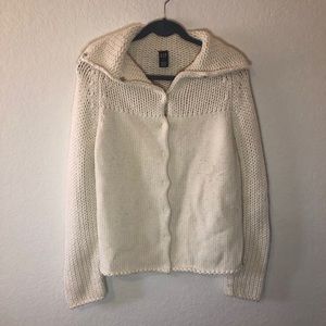 GAP Sweater Thick Knit Cream Snap Cardigan Sweater Shawl Collar Sz XL GUC